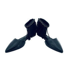 Rebecca Minkoff Faith Ankle Strap Fringe Pointed Toe Flats