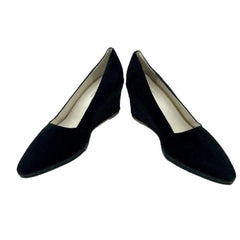 Atelier Mercadal Greta Wedge Espadrilles Black Suede Leather Shoes