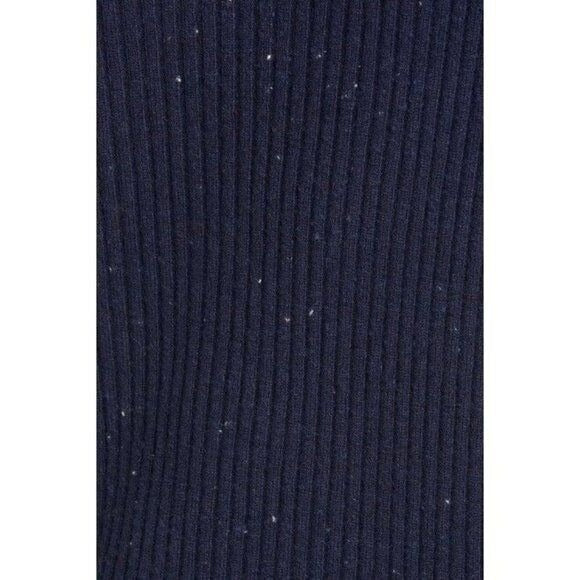 Nordstrom Signature V Neck Navy Blue Tweed Cashmere Sweater