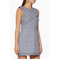 Dion Lee Navy Houndstooth Lingerie Bustier Dress Detachable Ruffle Hem