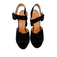 Jessica Simpson Naenia Block Heel Platform Black Suede Sandals