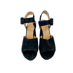 Jessica Simpson Naenia Block Heel Platform Black Suede Sandals