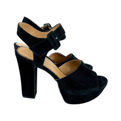 Jessica Simpson Naenia Block Heel Platform Black Suede Sandals