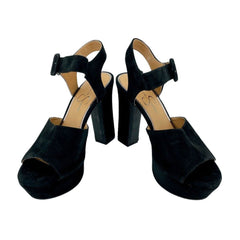 Jessica Simpson Naenia Block Heel Platform Black Suede Sandals