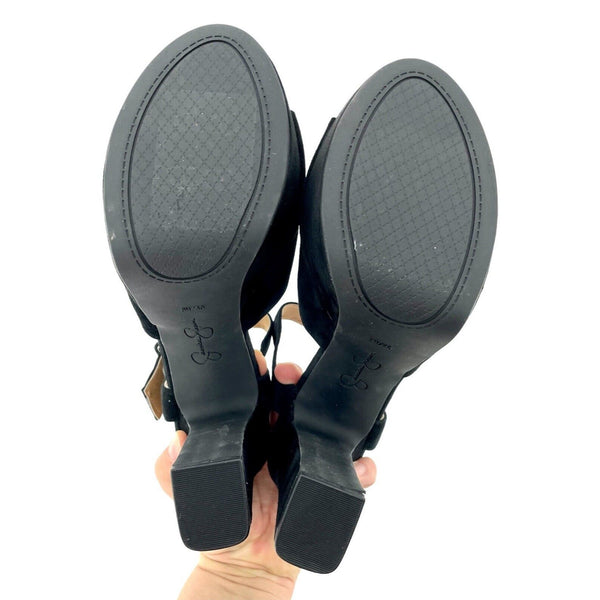Jessica Simpson Naenia Block Heel Platform Black Suede Sandals
