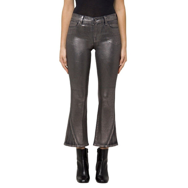 J Brand Selena Mid-Rise Crop Boot Cut In Foiled Chrome Jeans
