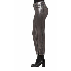 J Brand Selena Mid-Rise Crop Boot Cut In Foiled Chrome Jeans