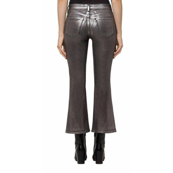 J Brand Selena Mid-Rise Crop Boot Cut In Foiled Chrome Jeans
