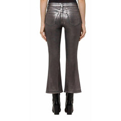 J Brand Selena Mid-Rise Crop Boot Cut In Foiled Chrome Jeans