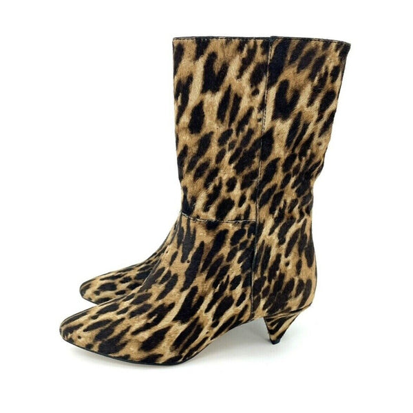 Vince Camuto Leopard Print Cone Heel Pointed Toe Booties