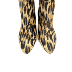 Vince Camuto Leopard Print Cone Heel Pointed Toe Booties