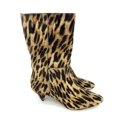 Vince Camuto Leopard Print Cone Heel Pointed Toe Booties