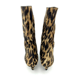 Vince Camuto Leopard Print Cone Heel Pointed Toe Booties