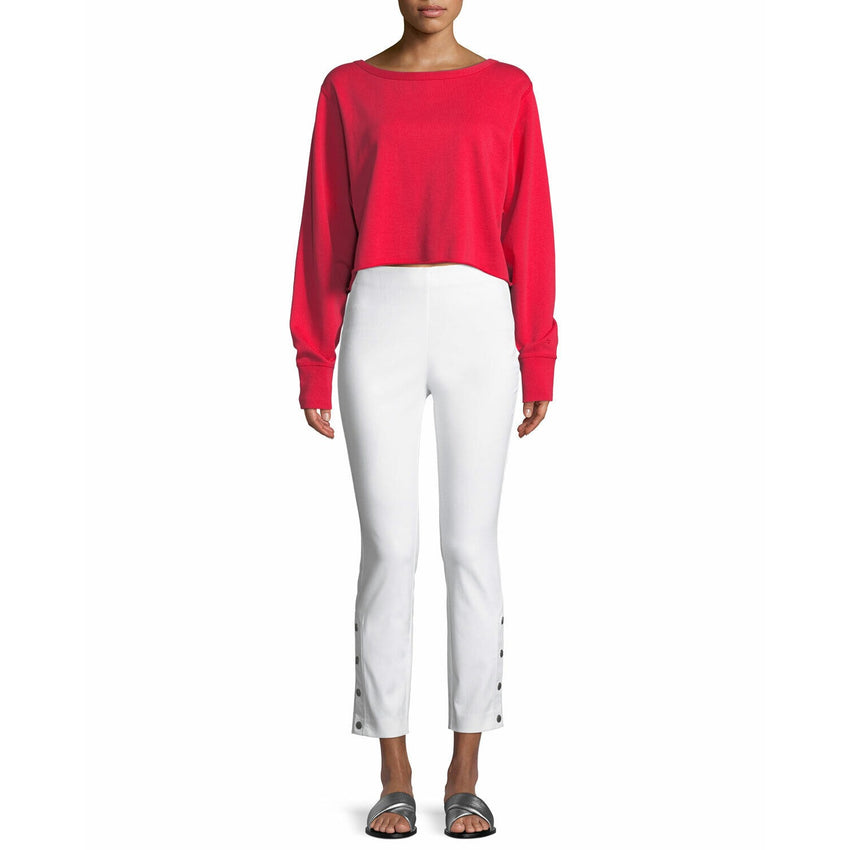 Rag & Bone Simone White Stretch High Rise Crop Ankle Snaps Slim Pants