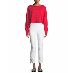 Rag & Bone Simone White Stretch High Rise Crop Ankle Snaps Slim Pants