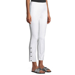 Rag & Bone Simone White Stretch High Rise Crop Ankle Snaps Slim Pants