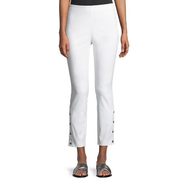 Rag & Bone Simone White Stretch High Rise Crop Ankle Snaps Slim Pants