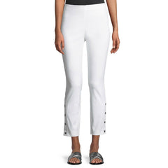Rag & Bone Simone White Stretch High Rise Crop Ankle Snaps Slim Pants