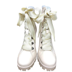 Schutz Beige Leather Faux Fur Lining Leather Bootie