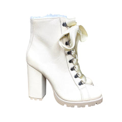 Schutz Beige Leather Faux Fur Lining Leather Bootie