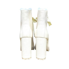 Schutz Beige Leather Faux Fur Lining Leather Bootie