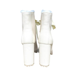 Schutz Beige Leather Faux Fur Lining Leather Bootie