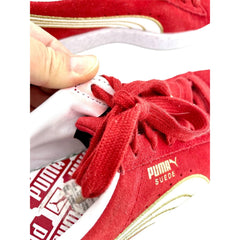 Puma Womens Varsity Sneakers Red 36773503 Low Top Lace Up Red Suede - PRE-OWNED