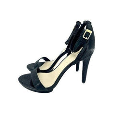 Calvin Klein Black Suede Leather Lizard Print Platform Heels