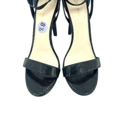 Calvin Klein Black Suede Leather Lizard Print Platform Heels