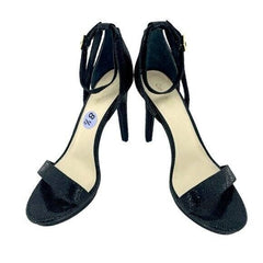 Calvin Klein Black Suede Leather Lizard Print Platform Heels