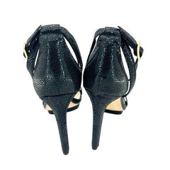 Calvin Klein Black Suede Leather Lizard Print Platform Heels