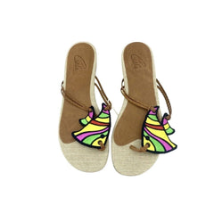 Carla Saint Barth Multi Color Fish Embroidery Sandals