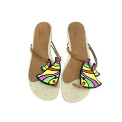 Carla Saint Barth Multi Color Fish Embroidery Sandals