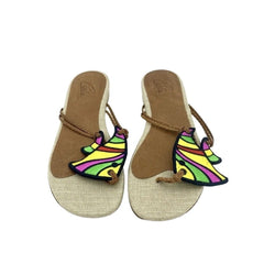 Carla Saint Barth Multi Color Fish Embroidery Sandals