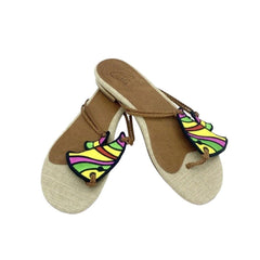 Carla Saint Barth Multi Color Fish Embroidery Sandals