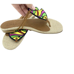 Carla Saint Barth Multi Color Fish Embroidery Sandals