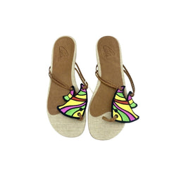 Carla Saint Barth Multi Color Fish Embroidery Sandals