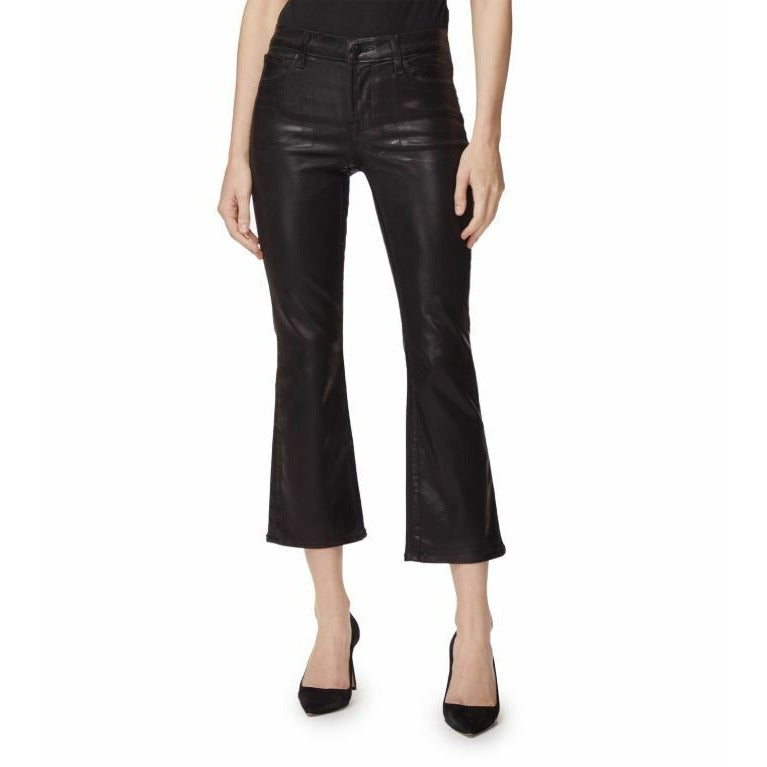 J Brand Selena Black Coated Cropped Bootcut Mid Rise Jeans