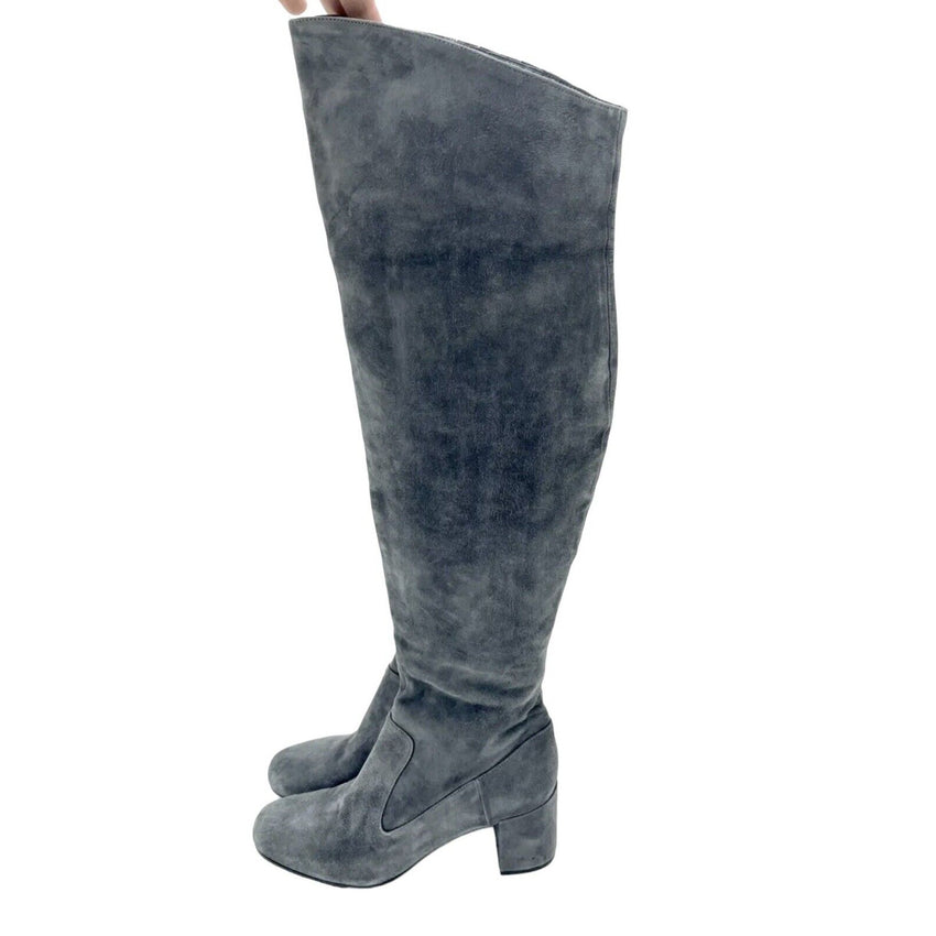 Vince Blythe Grey Suede Leather Over the Knee Boots