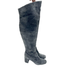 Vince Blythe Grey Suede Leather Over the Knee Boots