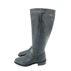 Aquatalia Quilted Heel Black Leather Tall Riding Boots