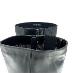 Aquatalia Quilted Heel Black Leather Tall Riding Boots