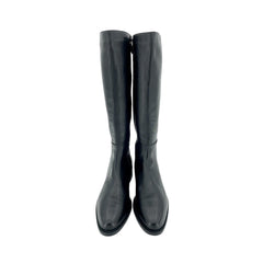 Aquatalia Quilted Heel Black Leather Tall Riding Boots
