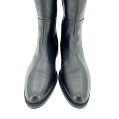 Aquatalia Quilted Heel Black Leather Tall Riding Boots