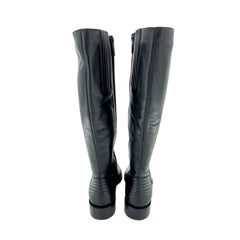 Aquatalia Quilted Heel Black Leather Tall Riding Boots