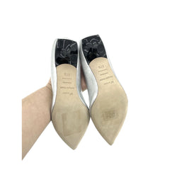 Sergio Rossi Silver Metallic Patent Leather Pointed Toe Pumps