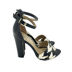 Werner Block Heel Ankle Strap Black and Gold Sandals