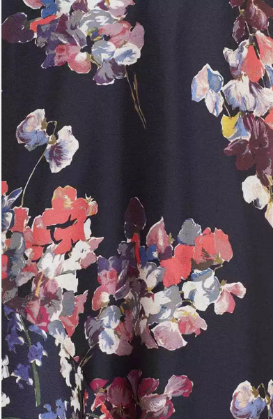 Lewit 100% Silk Floral Print Asymmetrical Hem Midi Skirt