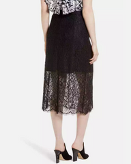 Lewit Sheer Lace Midi Black Skirt