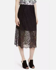 Lewit Sheer Lace Midi Black Skirt